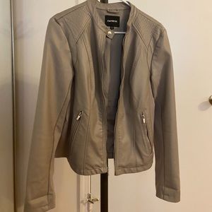 Taupe Women’s Express Faux Leather Jacket - Size M